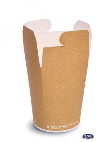 Food-Cup monouso in cartoncino biodegradabile e compostabile con film in biopolimero